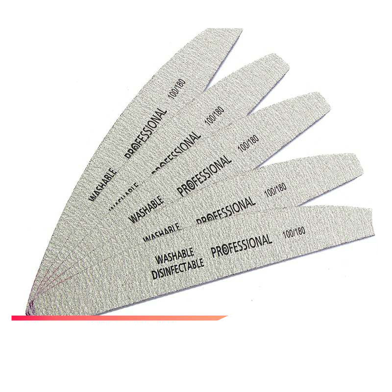 HKM-033043 5Pcs Nail Files 100/180 Grit Grey Frosted Sanding Buffers for Manicure and Pedicure