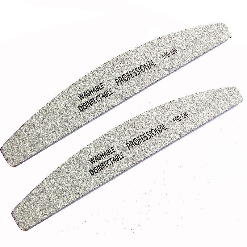 HKM-033043 5Pcs Nail Files 100/180 Grit Grey Frosted Sanding Buffers for Manicure and Pedicure