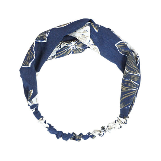 HKM-938451 Geometric Pattern Cloth Headband in Dark Tones for Versatile Styling
