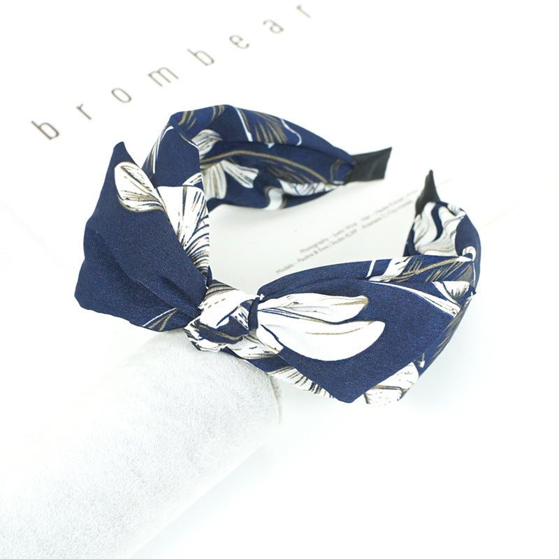 HKM-938451 Geometric Pattern Cloth Headband in Dark Tones for Versatile Styling