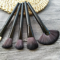 HKM-337747 Wooden Handle Makeup Brush Set with Man-Made Fiber Bristles
