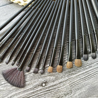 HKM-337747 Wooden Handle Makeup Brush Set with Man-Made Fiber Bristles