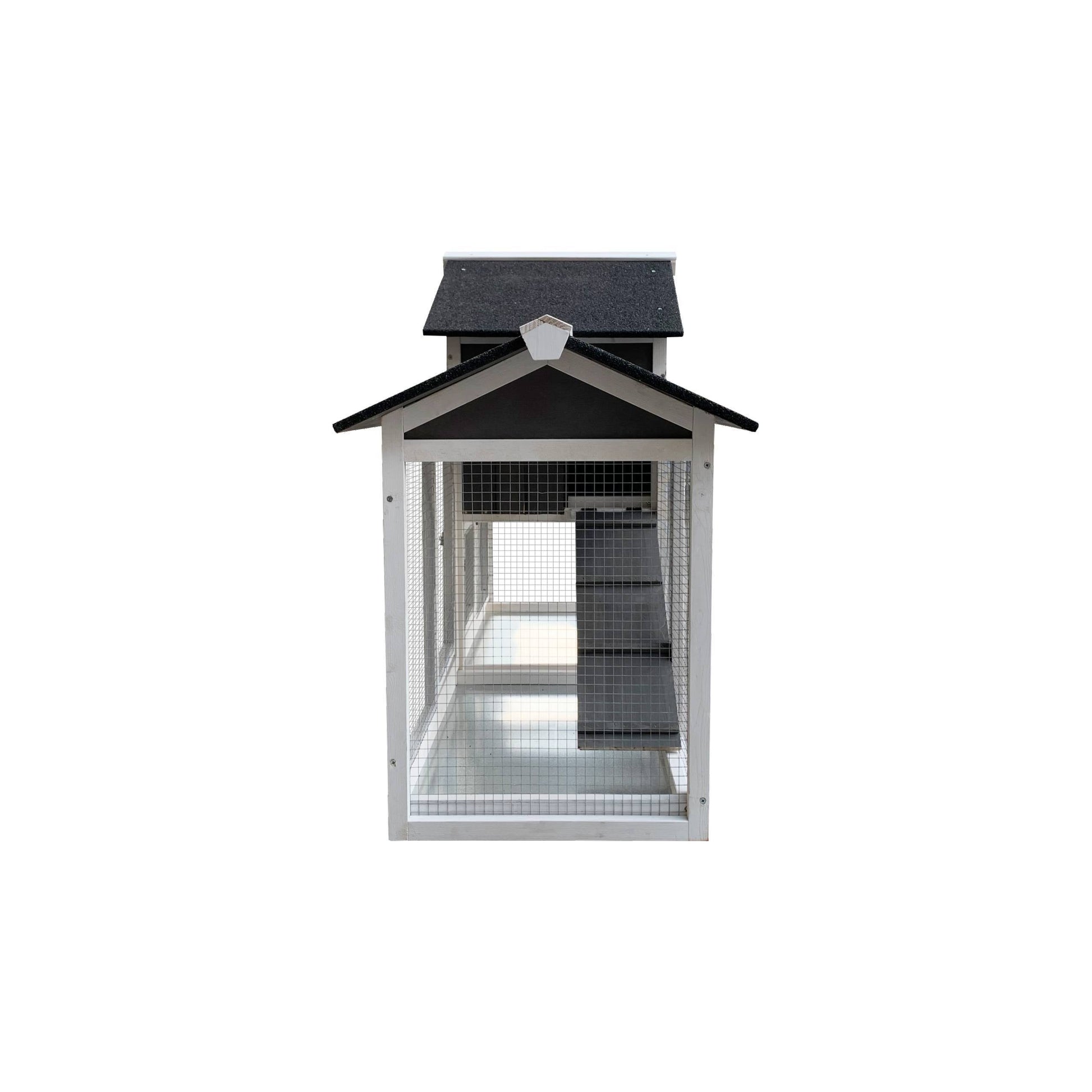 HKM-514195 Removable Tray Ramp Wooden Outdoor Rabbit Hutch with Running Cage for Small Pets