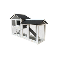 HKM-514195 Removable Tray Ramp Wooden Outdoor Rabbit Hutch with Running Cage for Small Pets
