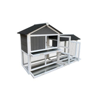 HKM-514195 Removable Tray Ramp Wooden Outdoor Rabbit Hutch with Running Cage for Small Pets