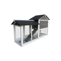 HKM-514195 Removable Tray Ramp Wooden Outdoor Rabbit Hutch with Running Cage for Small Pets