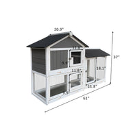 HKM-514195 Removable Tray Ramp Wooden Outdoor Rabbit Hutch with Running Cage for Small Pets