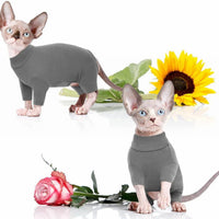 HKM-465811 Soft Turtleneck Sweater for Hairless Cats – Warm Pullover Jumpsuit for Sphynx, Devon Rex, and Cornish Rex Pets