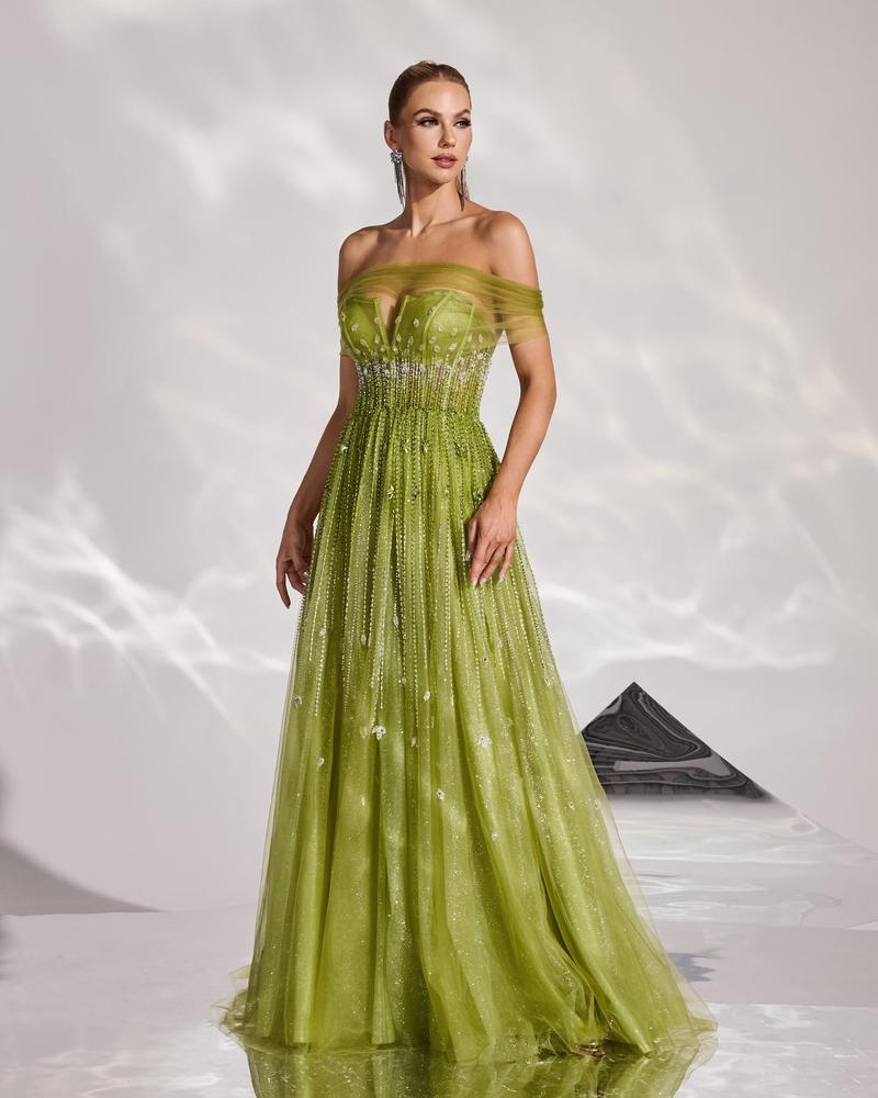 HKM-747411 Elegant Green Ladies Formal Dress - Style EZ25186