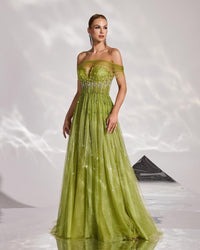 HKM-747411 Elegant Green Ladies Formal Dress - Style EZ25186