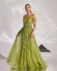 HKM-747411 Elegant Green Ladies Formal Dress - Style EZ25186