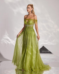 HKM-747411 Elegant Green Ladies Formal Dress - Style EZ25186