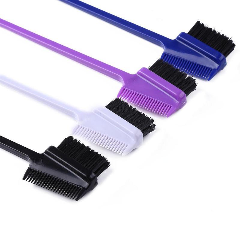 HKM-855443 Double-Sided Hair Edge Comb with Fine Bristles and Portable Design - Available in Blue, Purple, White, Black