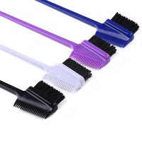 HKM-855443 Double-Sided Hair Edge Comb with Fine Bristles and Portable Design - Available in Blue, Purple, White, Black