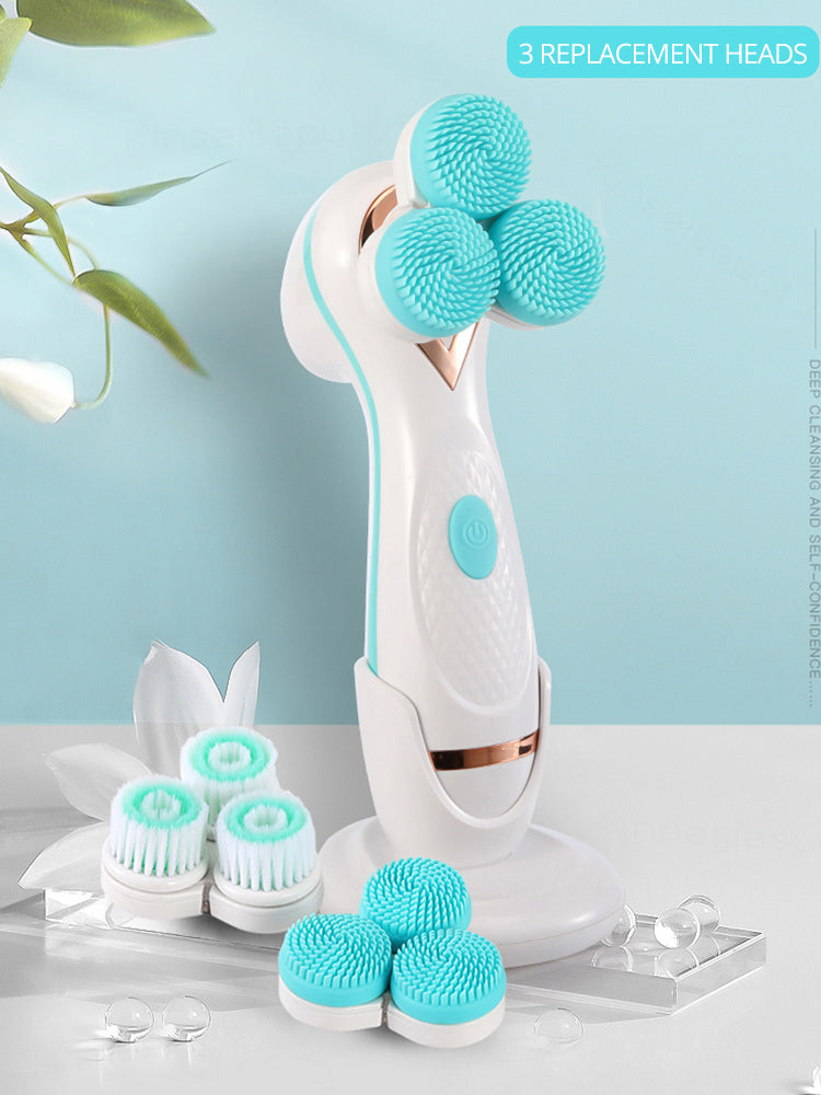 HKM-061779 Electric Face Cleansing Brush with 3 Accessories for Acne and Blackhead Removal