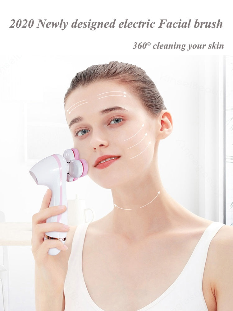 HKM-061779 Electric Face Cleansing Brush with 3 Accessories for Acne and Blackhead Removal
