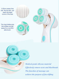 HKM-061779 Electric Face Cleansing Brush with 3 Accessories for Acne and Blackhead Removal