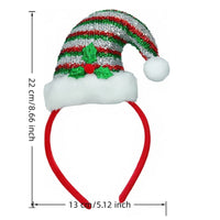 HKM-558739 Festive Handmade Cartoon Christmas Headband with Fluffy Balls and Ribbons