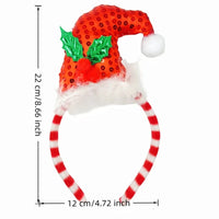 HKM-558739 Festive Handmade Cartoon Christmas Headband with Fluffy Balls and Ribbons