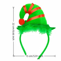 HKM-558739 Festive Handmade Cartoon Christmas Headband with Fluffy Balls and Ribbons