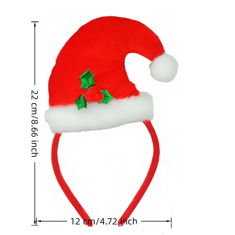 HKM-558739 Festive Handmade Cartoon Christmas Headband with Fluffy Balls and Ribbons