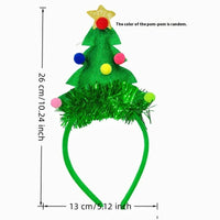 HKM-558739 Festive Handmade Cartoon Christmas Headband with Fluffy Balls and Ribbons