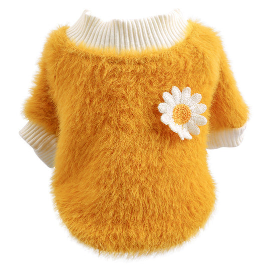 HKM-901075 Daisy Print Pet Dress with Thick Fabric for Comfort and Style