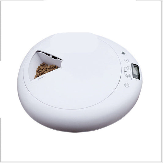 HKM-394323 Automatic Six-Meal Smart Feeder with Voice Reminder for Dogs and Cats, Detachable Design, 1.8kg, White