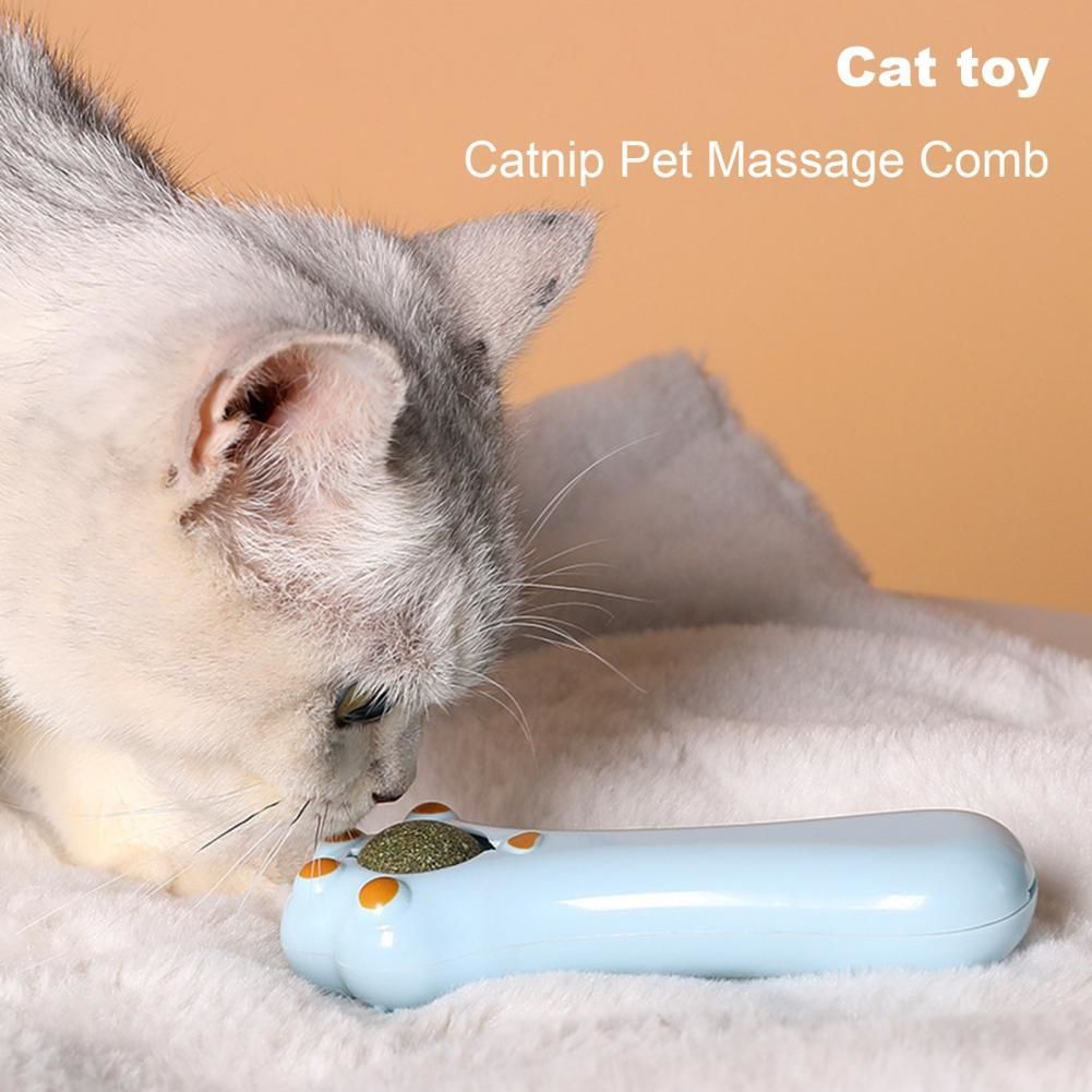 HKM-020115 Cartoon Design Dual-Purpose Cat Toy with Massage Comb and Catnip for Dental Care and Digestion