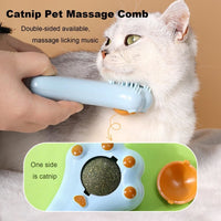 HKM-020115 Cartoon Design Dual-Purpose Cat Toy with Massage Comb and Catnip for Dental Care and Digestion