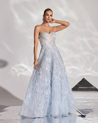 HKM-434387 Elegant Blue Evening Gown for Women with Timeless Design