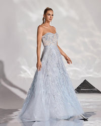 HKM-434387 Elegant Blue Evening Gown for Women with Timeless Design
