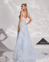HKM-434387 Elegant Blue Evening Gown for Women with Timeless Design