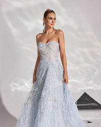 HKM-434387 Elegant Blue Evening Gown for Women with Timeless Design