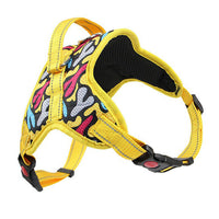 HKM-531859 Reflective Dog Harness and Leash Set - Adjustable Polyester Chest Strap with Scalable Size Options in Yellow, Blue, Gray, and Black