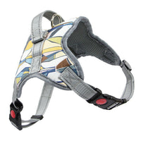 HKM-531859 Reflective Dog Harness and Leash Set - Adjustable Polyester Chest Strap with Scalable Size Options in Yellow, Blue, Gray, and Black