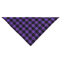HKM-554451 Cotton Check Triangle Scarf for Pets - Winter Accessory in Purple Black, Orange Black, and Orange White