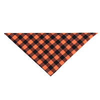 HKM-554451 Cotton Check Triangle Scarf for Pets - Winter Accessory in Purple Black, Orange Black, and Orange White