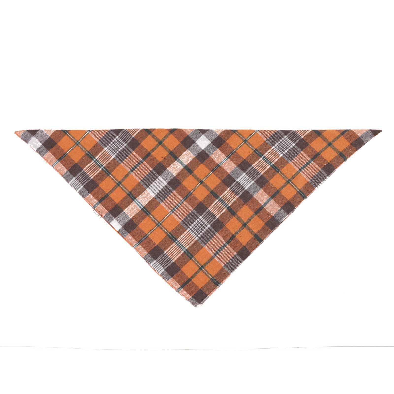 HKM-554451 Cotton Check Triangle Scarf for Pets - Winter Accessory in Purple Black, Orange Black, and Orange White