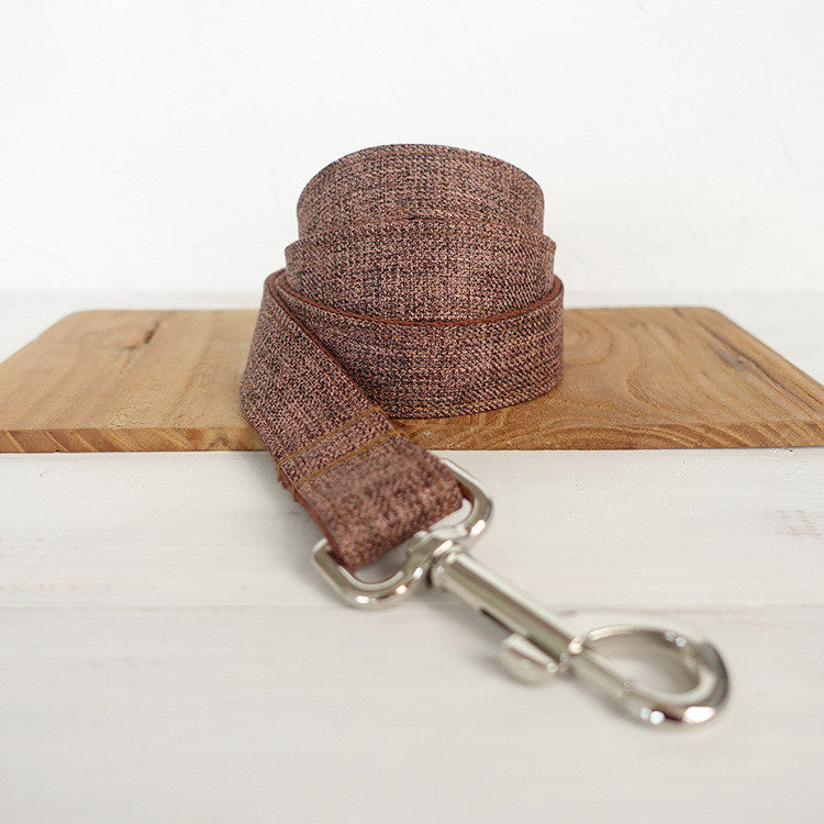 HKM-859219 Brown Polyester Dog Traction Collar - Adjustable Sizes XS to XL, Durable Design for Pet Control