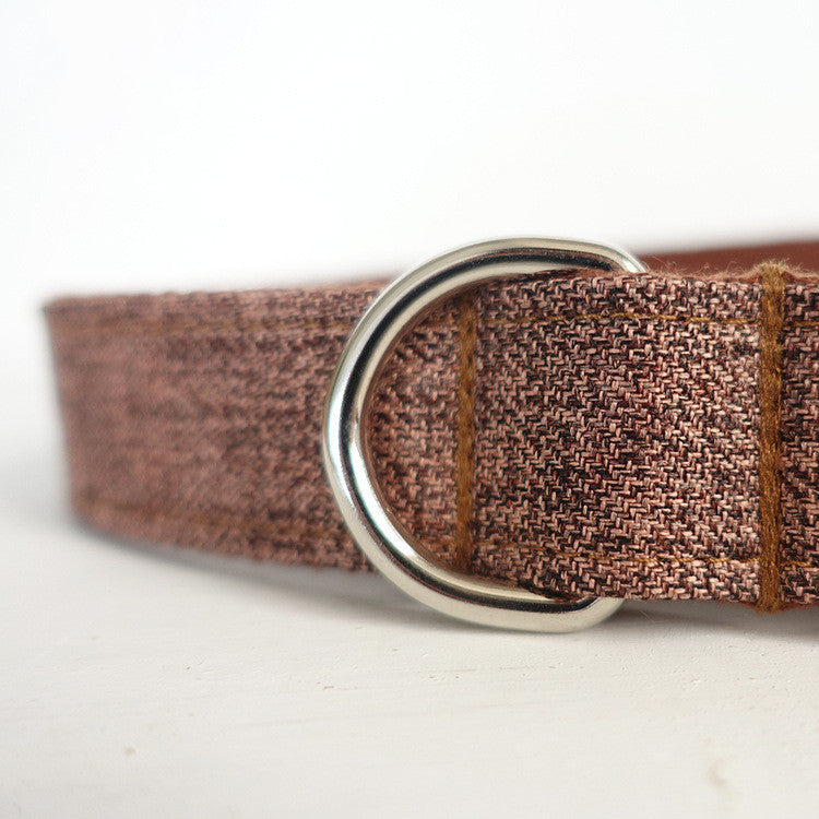 HKM-859219 Brown Polyester Dog Traction Collar - Adjustable Sizes XS to XL, Durable Design for Pet Control