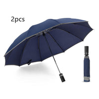 HKM-432723 Inverted Travel Umbrella with 10 Ribs, Auto Close Feature, Reflective Stripes for Safety at Night