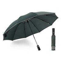 HKM-432723 Inverted Travel Umbrella with 10 Ribs, Auto Close Feature, Reflective Stripes for Safety at Night