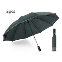 HKM-432723 Inverted Travel Umbrella with 10 Ribs, Auto Close Feature, Reflective Stripes for Safety at Night