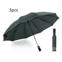 HKM-432723 Inverted Travel Umbrella with 10 Ribs, Auto Close Feature, Reflective Stripes for Safety at Night
