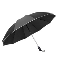 HKM-432723 Inverted Travel Umbrella with 10 Ribs, Auto Close Feature, Reflective Stripes for Safety at Night