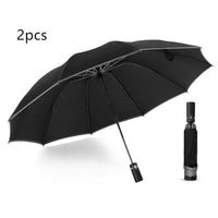 HKM-432723 Inverted Travel Umbrella with 10 Ribs, Auto Close Feature, Reflective Stripes for Safety at Night