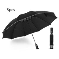 HKM-432723 Inverted Travel Umbrella with 10 Ribs, Auto Close Feature, Reflective Stripes for Safety at Night