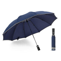 HKM-432723 Inverted Travel Umbrella with 10 Ribs, Auto Close Feature, Reflective Stripes for Safety at Night
