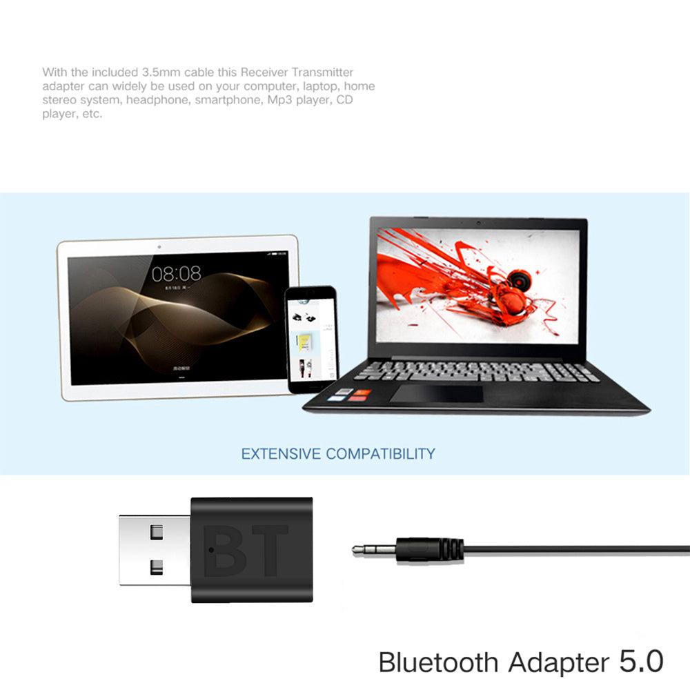 KTX-145363 Bluetooth 5.0 Audio Adapter - 2-in-1 Receiver and Transmitter for TV, Computer, and Car